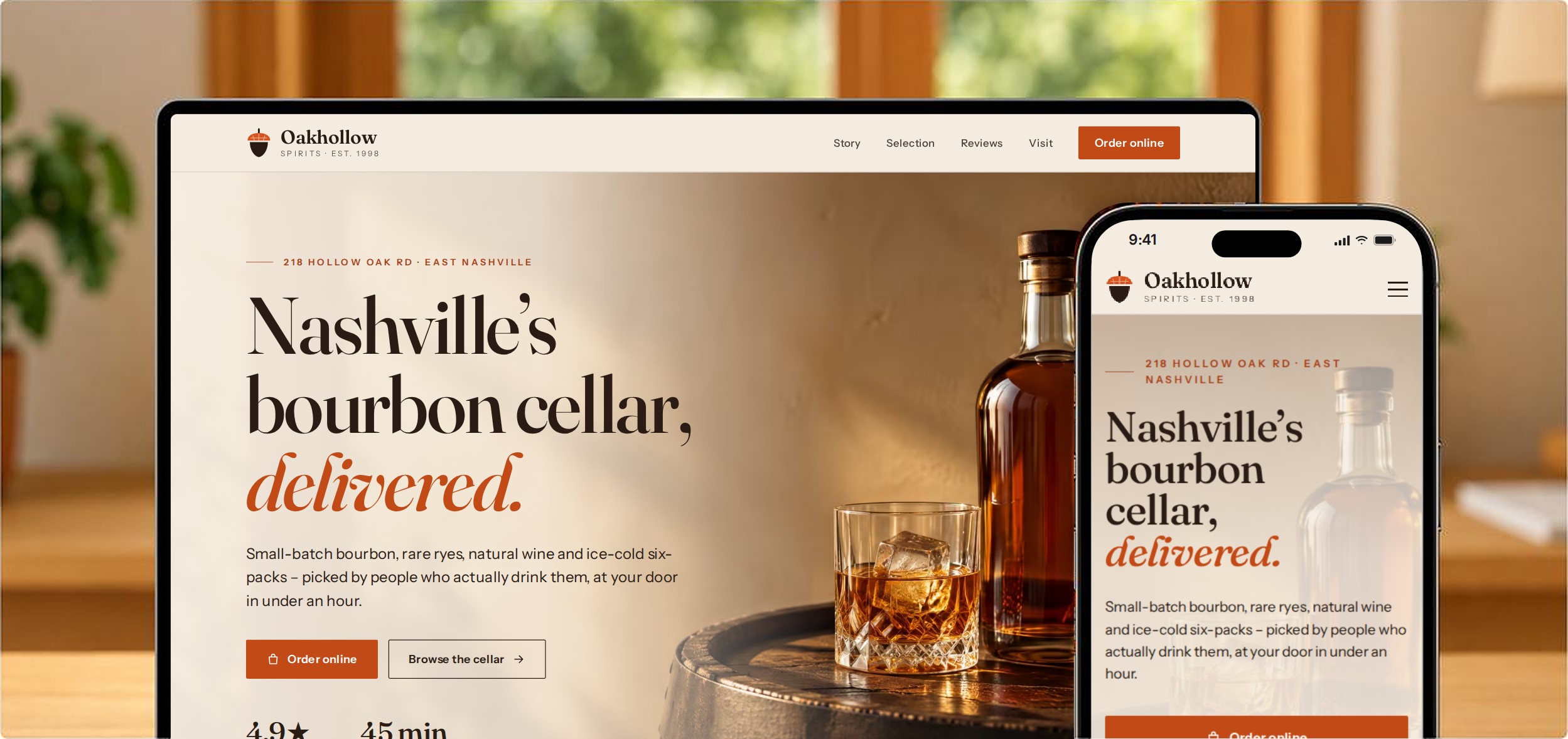 Masthead: laptop and phone showing the storefront landing page